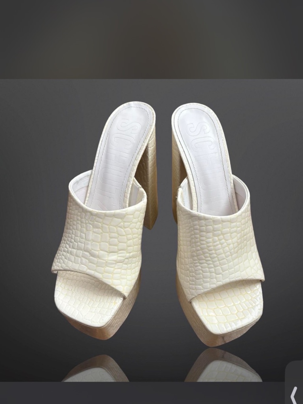SCHUTZ White Croc-Embossed Platform Mule - Picture 3 of 8